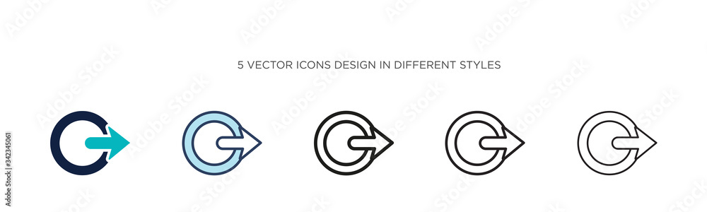 Poster logout icon in filled, thin line, outline and stroke style. vector illustration of two colored and b
