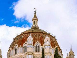 Fototapeta premium Madrid / Spain-04/19/20 Details of the dome and bell tower of the church Nuestra Señora de Atocha in Madrid