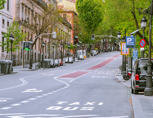 Madrid / Spain-04/19/20 Views of the empty Atocha street in Madrid during the covid-19 coronavirus...
