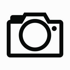  Photo camera icon isolated on black background. Foto camera icon. Vector icon.
