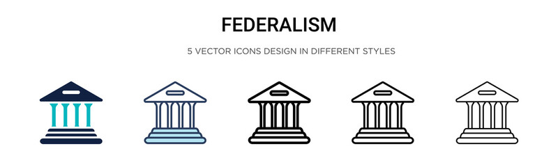 Federalism icon in filled, thin line, outline and stroke style. Vector illustration of two colored and black federalism vector icons designs can be used for mobile, ui, web - obrazy, fototapety, plakaty