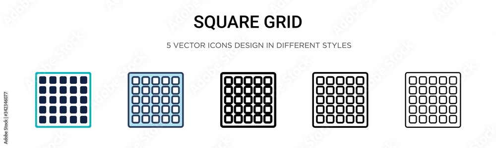 Poster square grid icon in filled, thin line, outline and stroke style. vector illustration of two colored 