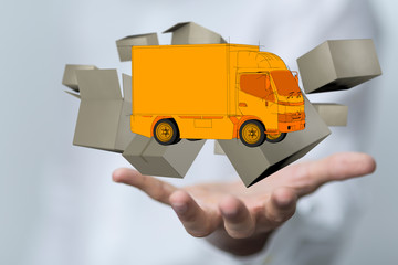 Transport Cardboard boxes, logistics and delivery concept digital  3d.