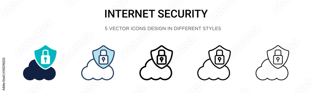 Wall mural internet security icon in filled, thin line, outline and stroke style. vector illustration of two co