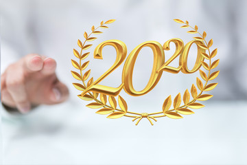 business year 2020 up goals and  success illustration