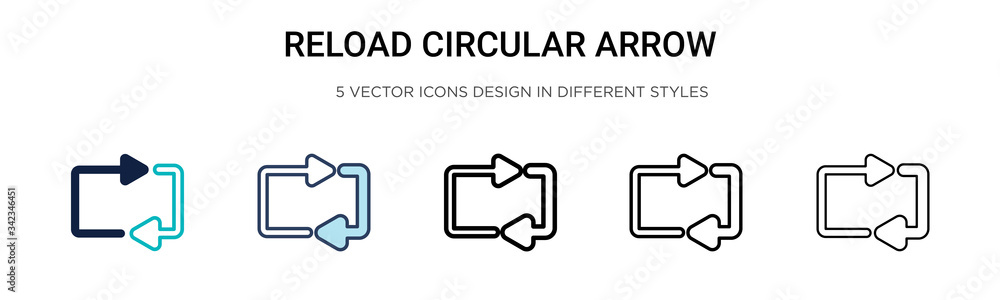 Poster reload circular arrow icon in filled, thin line, outline and stroke style. vector illustration of tw