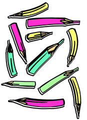 vector color pencils on paper