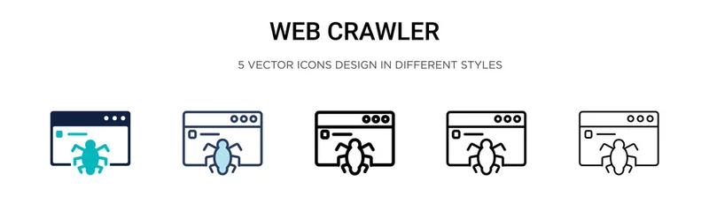 Fotobehang Web crawler icon in filled, thin line, outline and stroke style. Vector illustration of two colored and black web crawler vector icons designs can be used for mobile, ui, web © Digital Bazaar