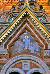 Fototapeta na wymiar Detail of the church of the savior on spilled blood in Saint-Petersburg, Russia. 