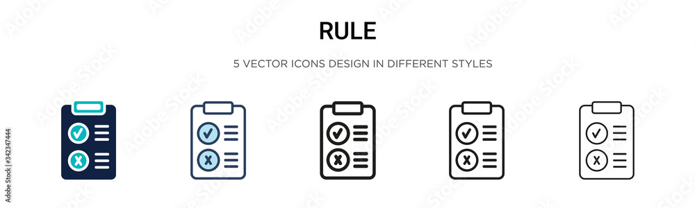 Poster rule icon in filled, thin line, outline and stroke style. vector illustration of two colored and bla