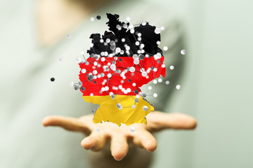 Abstract of germany map network, internet and global connection concept, Wire Frame 3D mesh...