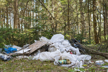Ecological crisis, Different garbage and trash on a ground