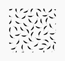 Vector illustration of seamless pattern with feathers on light background.
