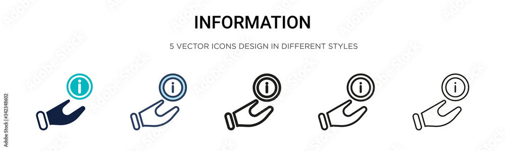 Poster information signal icon in filled, thin line, outline and stroke style. vector illustration of two c