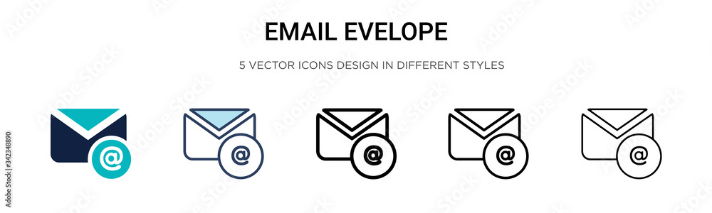 Poster email evelope icon in filled, thin line, outline and stroke style. vector illustration of two colore