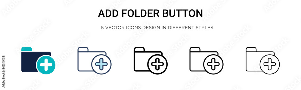 Poster add folder button icon in filled, thin line, outline and stroke style. vector illustration of two co
