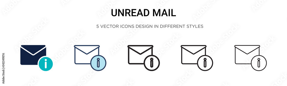 Poster unread mail icon in filled, thin line, outline and stroke style. vector illustration of two colored 