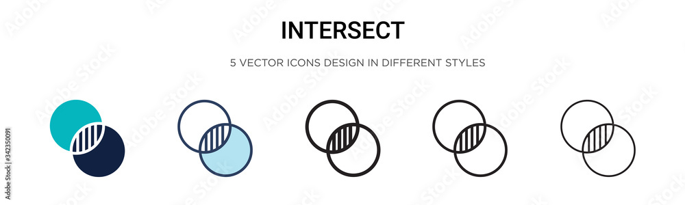 Poster intersect icon in filled, thin line, outline and stroke style. vector illustration of two colored an