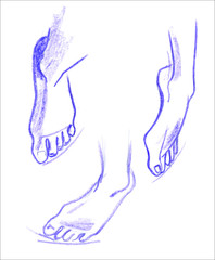vector violet foot sketch drawing