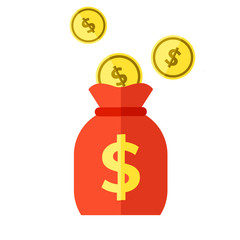  Plant bag of money icon. Simple flat illustration of a bag with money and a sprout on a white background. 