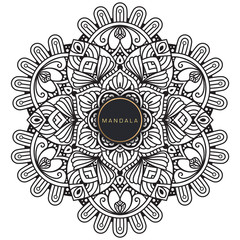 Mandala, tracery round boho doodle. Ethnic ornament, sketched symmetry. Folk, meditation design. Curved shape, isolated on white. Black and white art. Vector
