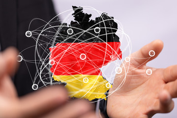 map of Germany. Wire frame 3D mesh