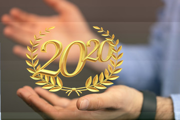 business year 2020 up goals and  success illustration