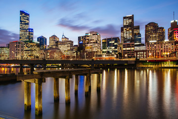 Melbourne Skyline at Dusk in Australia