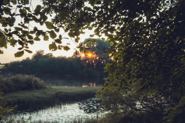 foggy sunrise on the river