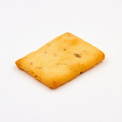 Italian cracker with rosemary and olive oil on a white background