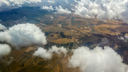Aerial view of clouds from airplane window, South Africa