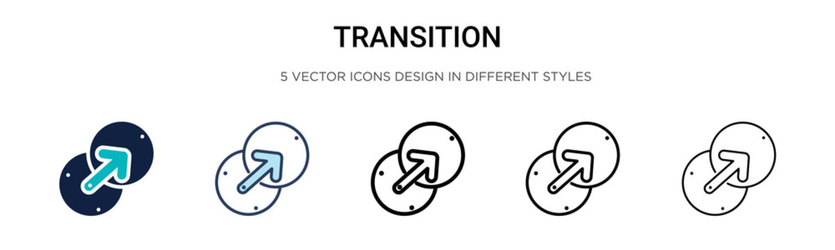 Transition icon in filled, thin line, outline and stroke style. Vector illustration of two colored and black transition vector icons designs can be used for mobile, ui, web