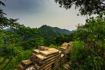 An old and ancient part of the Great Wall of China