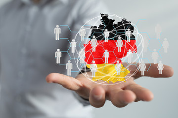 map of Germany. Wire frame 3D mesh