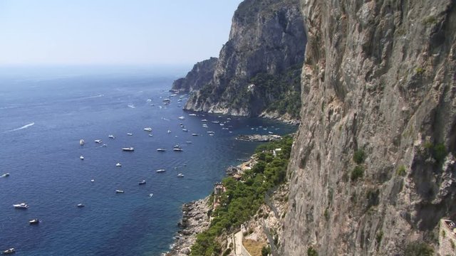 Aerial view of Capri Island coast and clifs