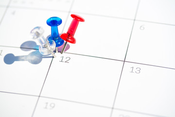 Flag colored pushpins on 12th of June - Philippines Independence Day / Russia Day