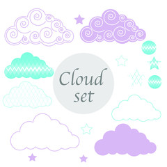 set of clouds on a white background