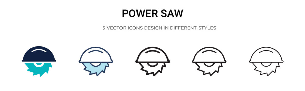 Power Saw Icon In Filled, Thin Line, Outline And Stroke Style. Vector Illustration Of Two Colored And Black Power Saw Vector Icons Designs Can Be Used For Mobile, Ui, Web