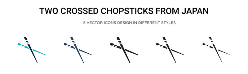 Two crossed chopsticks from japan icon in filled, thin line, outline and stroke style. Vector illustration of two colored and black two crossed chopsticks from japan vector icons designs can be used