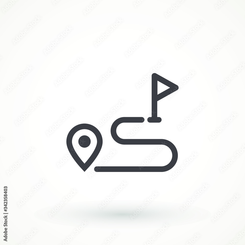 Poster navigation vector icon. gps navigation . distance travelling roadway route location icon, two map pi