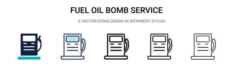Fuel oil bomb service icon in filled, thin line, outline and stroke style. Vector illustration of two colored and black fuel oil bomb service vector icons designs can be used for mobile, ui, web