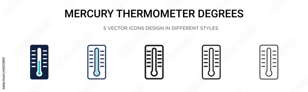 Poster mercury thermometer degrees icon in filled, thin line, outline and stroke style. vector illustration