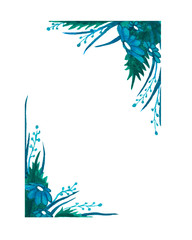Fototapeta na wymiar Hand drawn watercolor illustration of a frame of green plants, eucalyptus, berries