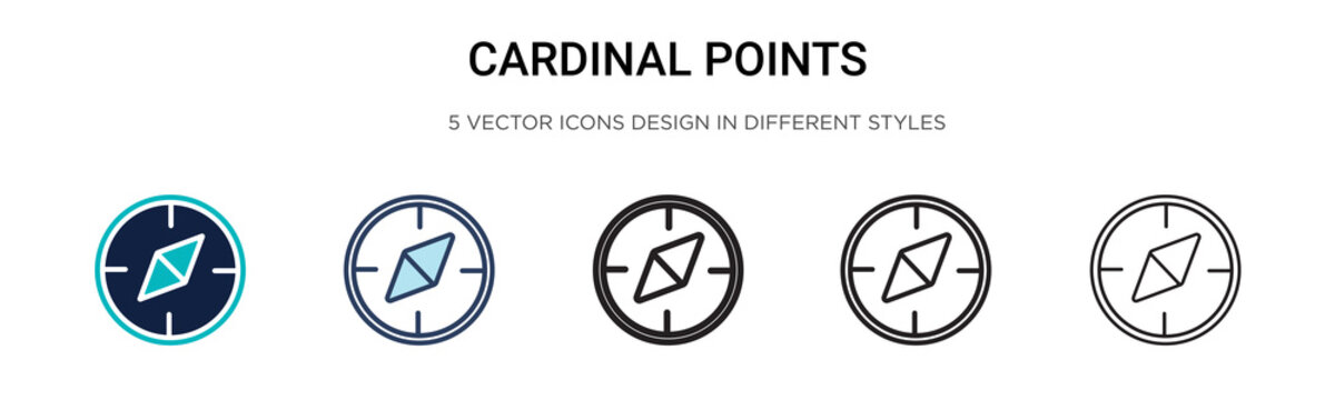 Cardinal points icon in filled, thin line, outline and stroke style. Vector illustration of two colored and black cardinal points vector icons designs can be used for mobile, ui, web
