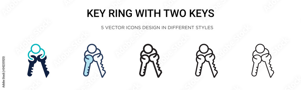 Poster key ring with two keys icon in filled, thin line, outline and stroke style. vector illustration of t