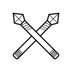 Crossed Spears Black Icon Vector Illustration