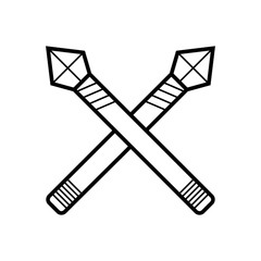 Crossed Spears Black Icon Vector Illustration