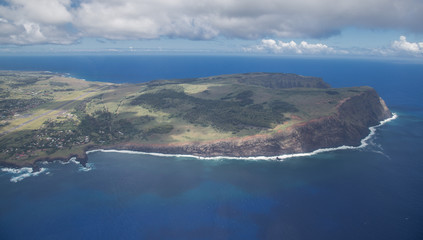 Aerial view of Easter Island, Polynesia, Chile