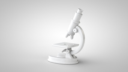 Scientific research. Analysis laboratory research. Monochrome 3d illustration. Microscope 