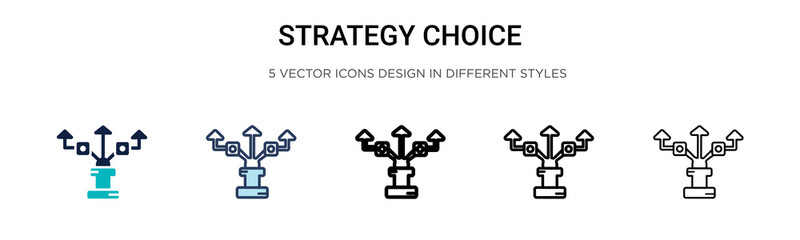 Strategy choice icon in filled, thin line, outline and stroke style. Vector illustration of two colored and black strategy choice vector icons designs can be used for mobile, ui, web